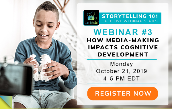
STORY TELLING: 101 FREE LIVE WEBINAR SERIES																

WEBINAR #3: How Media-Making Impacts Cognitive Development

----------------------------------------
Monday, October 21, 2019  |  4PM EST
----------------------------------------																								

[  REGISTER NOW  ]

								
