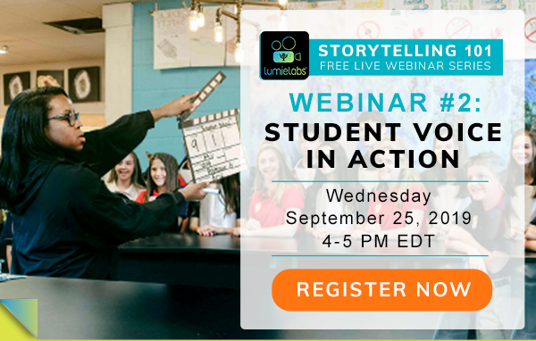 
STORY TELLING: 101 FREE LIVE WEBINAR SERIES																

WEBINAR #2: STUDENT VOICE IN ACTION

----------------------------------------
Wednesday, September 25, 2019  |  4PM EST
----------------------------------------																								

[  REGISTER NOW  ]

								