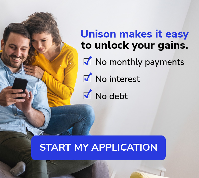 Unison makes it easy to unlock your gains. no monthly payments. No interest. No debt.